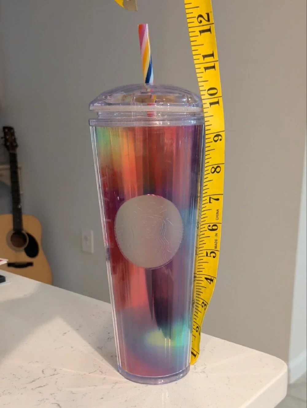 Starbucks Multicolor Iridescent Rainbow Tumbler with Striped Straw